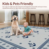 Ultra Soft Area Rug, Non Slip, Stain Resistant, Washable Area Rugs for Living Room, Bedroom, Chic Textured Ogee Style(Gray)