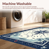 Ultra Soft Area Rug, Non Slip, Stain Resistant, Washable Area Rugs for Living Room, Bedroom, Vibrant Nautical Themed Décor(Blue)