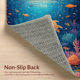 Ultra Soft Area Rug, Non Slip, Stain Resistant, Washable Area Rugs for Living Room, Bedroom, Exotic Ocean Ecosystem Rug With Majestic Turtles Exploring Vivid Coral Garden(Blue)