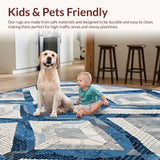 Ultra Soft Area Rug, Non Slip, Stain Resistant, Washable Area Rugs for Living Room, Bedroom, Clifton Collection Modern Geometric Floor Grey Blue(Blue)