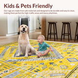 Ultra Soft Area Rug, Non Slip, Stain Resistant, Washable Area Rugs for Living Room, Bedroom, Vibrant Tribal Geometric Harmony(Yellow)