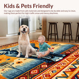 Ultra Soft Area Rug, Non Slip, Stain Resistant, Washable Area Rugs for Living Room, Bedroom, Stylish Tribal Patterned Accent(Orange)