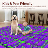 Ultra Soft Area Rug, Non Slip, Stain Resistant, Washable Area Rugs for Living Room, Bedroom, Dynamic Learning-Focused Lattice Style(Purple)