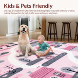 Ultra Soft Area Rug, Non Slip, Stain Resistant, Washable Area Rugs for Living Room, Bedroom, Stylish Soft-Toned Fantasy Layout(Pink)