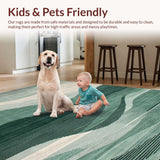 Ultra Soft Area Rug, Non Slip, Stain Resistant, Washable Area Rugs for Living Room, Bedroom, Elegant Sage Green Geometric Motif(Green)