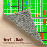 Ultra Soft Area Rug, Non Slip, Stain Resistant, Washable Area Rugs for Living Room, Bedroom, Vibrant Interactive City Map Visual(Green)
