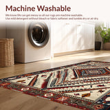 Ultra Soft Area Rug, Non Slip, Stain Resistant, Washable Area Rugs for Living Room, Bedroom, Rustic Tribal Patterned Aesthetic(Beige)