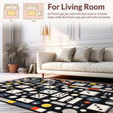 Ultra Soft Area Rug, Non Slip, Stain Resistant, Washable Area Rugs for Living Room, Bedroom, Stylish Graphic Dice Arrangement(Black)