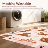 Ultra Soft Area Rug, Non Slip, Stain Resistant, Washable Area Rugs for Living Room, Bedroom, Vibrant Kids' Learning Circle(Pink)