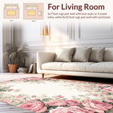 Ultra Soft Area Rug, Non Slip, Stain Resistant, Washable Area Rugs for Living Room, Bedroom, Luxurious Vintage-Inspired Circular Motif(Pink)
