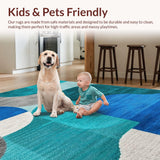 Ultra Soft Area Rug, Non Slip, Stain Resistant, Washable Area Rugs for Living Room, Bedroom, Modern Abstract Blue Teal Living Room Rug(Blue)