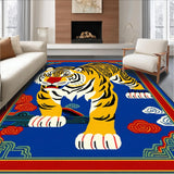 Ultra Soft Area Rug, Non Slip, Stain Resistant, Washable Area Rugs for Living Room, Bedroom, Vibrant Tribal Animal Motif(Blue)