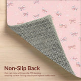Ultra Soft Area Rug, Non Slip, Stain Resistant, Washable Area Rugs for Living Room, Bedroom, Adorable Bow Ribbon Light Pink Floor Runner(Pink)