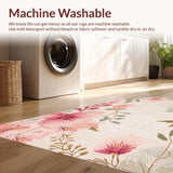 Ultra Soft Area Rug, Non Slip, Stain Resistant, Washable Area Rugs for Living Room, Bedroom, Charming Abstract Floral Motif(Ivory)