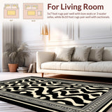 Ultra Soft Area Rug, Non Slip, Stain Resistant, Washable Area Rugs for Living Room, Bedroom, Wildlife Okapi Runner Rug for Hallways(Black)