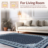 Ultra Soft Area Rug, Non Slip, Stain Resistant, Washable Area Rugs for Living Room, Bedroom, Sophisticated Contemporary Wave Pattern(Blue)