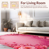 Ultra Soft Area Rug, Non Slip, Stain Resistant, Washable Area Rugs for Living Room, Bedroom, Pastel Floral Living Room Absorbent Area Rug(Pink)
