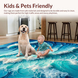Ultra Soft Area Rug, Non Slip, Stain Resistant, Washable Area Rugs for Living Room, Bedroom, Sea Wave Pastel Area Rug for Relaxation Spaces(Blue)