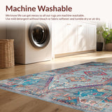 Ultra Soft Area Rug, Non Slip, Stain Resistant, Washable Area Rugs for Living Room, Bedroom, Rustic Distressed Ethnic Motif(Gray)