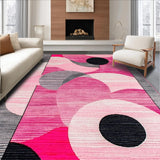 Ultra Soft Area Rug, Non Slip, Stain Resistant, Washable Area Rugs for Living Room, Bedroom, Dynamic Abstract Circular Aesthetics(Pink)