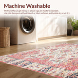 Ultra Soft Area Rug, Non Slip, Stain Resistant, Washable Area Rugs for Living Room, Bedroom, Floral Boho Area Beige & Dusty Rose(Beige)