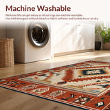 Ultra Soft Area Rug, Non Slip, Stain Resistant, Washable Area Rugs for Living Room, Bedroom, Cultural Heritage Abstract Patterns(Red)
