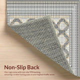 Ultra Soft Area Rug, Non Slip, Stain Resistant, Washable Area Rugs for Living Room, Bedroom, Sophisticated Minimalist Tiled Aesthetic(Gray)