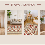 Ultra Soft Area Rug, Non Slip, Stain Resistant, Washable Area Rugs for Living Room, Bedroom, Vintage Floral Non-Slip Bedroom Area Carpet(White)
