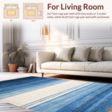 Ultra Soft Area Rug, Non Slip, Stain Resistant, Washable Area Rugs for Living Room, Bedroom, Modern Gradient Stripe Rug(Blue)