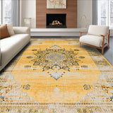 Ultra Soft Area Rug, Non Slip, Stain Resistant, Washable Area Rugs for Living Room, Bedroom, Contemporary Minimalist Motif(Gold)