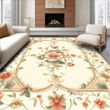 Beige Muslim Prayer Mat with Ornamental Floral Medallion and Classic Symmetry(Beige)