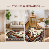 Ultra Soft Area Rug, Non Slip, Stain Resistant, Washable Area Rugs for Living Room, Bedroom, Contemporary Abstract Deer Theme(Brown)