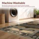 Ultra Soft Area Rug, Non Slip, Stain Resistant, Washable Area Rugs for Living Room, Bedroom, Rustic Wildlife Brown Tapestry(Gray)