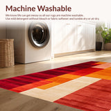 Ultra Soft Area Rug, Non Slip, Stain Resistant, Washable Area Rugs for Living Room, Bedroom, Fiery Abstract Geometric Expressions(Red)