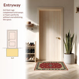 Ultra Soft Area Rug, Non Slip, Stain Resistant, Washable Area Rugs for Living Room, Bedroom, Vibrant Classic Ogee Arrangement(Red)