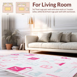 Ultra Soft Area Rug, Non Slip, Stain Resistant, Washable Area Rugs for Living Room, Bedroom, Brightly Colored Interactive Learning(White)