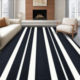 Ultra Soft Area Rug, Non Slip, Stain Resistant, Washable Area Rugs for Living Room, Bedroom, Contrasting stripe accent piece(Black)