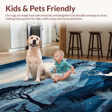 Ultra Soft Area Rug, Non Slip, Stain Resistant, Washable Area Rugs for Living Room, Bedroom, Artistic Abstract Animal Pattern(Blue)