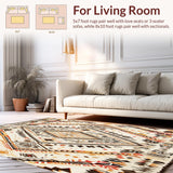 Ultra Soft Area Rug, Non Slip, Stain Resistant, Washable Area Rugs for Living Room, Bedroom, Rustic Boho with Layered Tribal Diamonds and Beige Highlights(Beige)