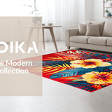 Ultra Soft Area Rug, Non Slip, Stain Resistant, Washable Area Rugs for Living Room, Bedroom, Contemporary Bright Nature Print(Red)