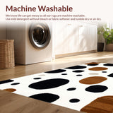 Ultra Soft Area Rug, Non Slip, Stain Resistant, Washable Area Rugs for Living Room, Bedroom, Stylish Vintage Cow Pattern(White)