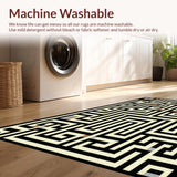 Ultra Soft Area Rug, Non Slip, Stain Resistant, Washable Area Rugs for Living Room, Bedroom, Geometric Black Beige Living Room Area Rug(Beige)