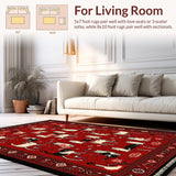 Ultra Soft Area Rug, Non Slip, Stain Resistant, Washable Area Rugs for Living Room, Bedroom, Red Bandana Cat Rug Playful Pet-Friendly Indoor Bathroom Carpet(Red)