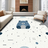 Ultra Soft Area Rug, Non Slip, Stain Resistant, Washable Area Rugs for Living Room, Bedroom, Soft Blue Grey Animal Motif(White)