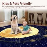 Ultra Soft Area Rug, Non Slip, Stain Resistant, Washable Area Rugs for Living Room, Bedroom, Astrology Sun and Moon Living Room Rug(Gold)