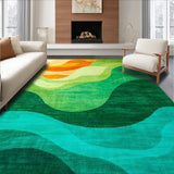 Ultra Soft Area Rug, Non Slip, Stain Resistant, Washable Area Rugs for Living Room, Bedroom, Eclectic Colorful Ombre Artwork(Green)