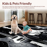 Ultra Soft Area Rug, Non Slip, Stain Resistant, Washable Area Rugs for Living Room, Bedroom, Modern 3D Guitar Artistry(Gray)