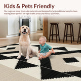 Ultra Soft Area Rug, Non Slip, Stain Resistant, Washable Area Rugs for Living Room, Bedroom, Elegant Black Diamond Pattern(Beige)