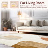Ultra Soft Area Rug, Non Slip, Stain Resistant, Washable Area Rugs for Living Room, Bedroom, Neutral Toned Area with Subtle Boho Mottled and Earthy Hues(Beige)