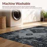 Ultra Soft Area Rug, Non Slip, Stain Resistant, Washable Area Rugs for Living Room, Bedroom, Transitional Earthy Ogee Pattern(Gray)